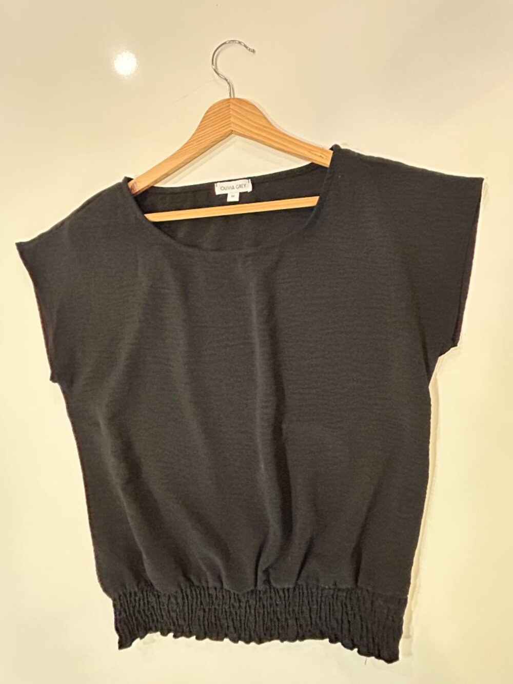 Olivia Grey Black Lightweight Top Elastic Waist Medium